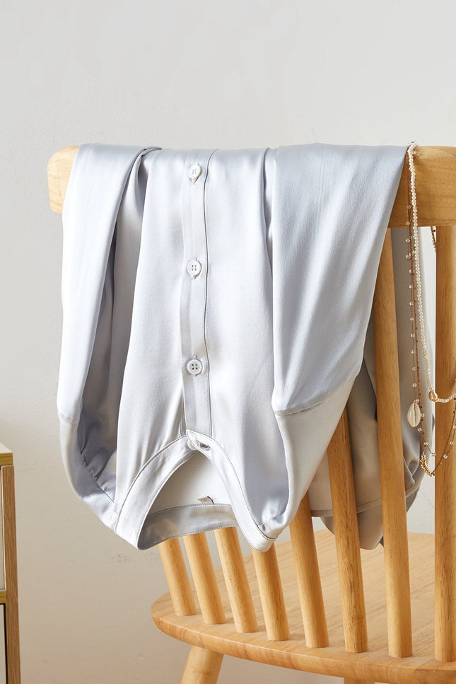 Soft Strokes Silk | Long Sleeve Banded Collar Blouse Aeverie