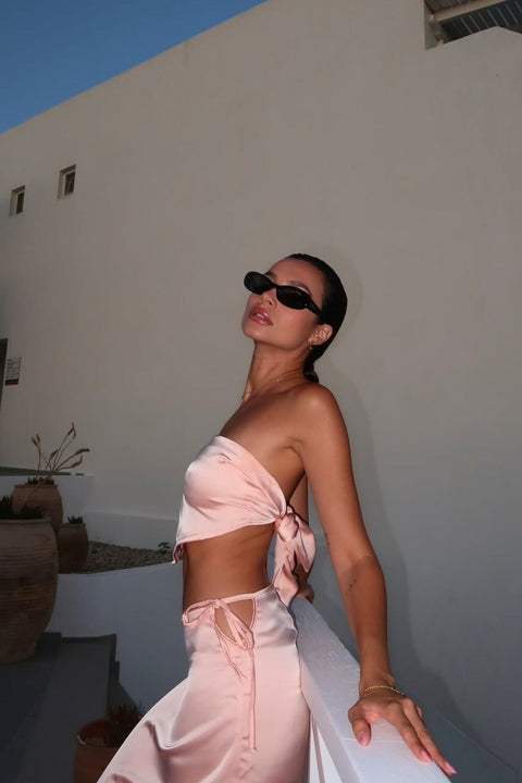 Say no more I Gia Satin Set Sorbet