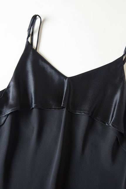 Soft Strokes Silk | River Nymph Black Slip Mini Dress