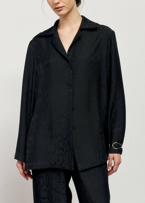 Kolosova | BLACK SHIRT WITH ANIMAL REPTILES PRINT