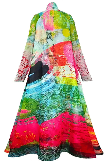 A-Line Maxi Dress - Mother Pink Red Green