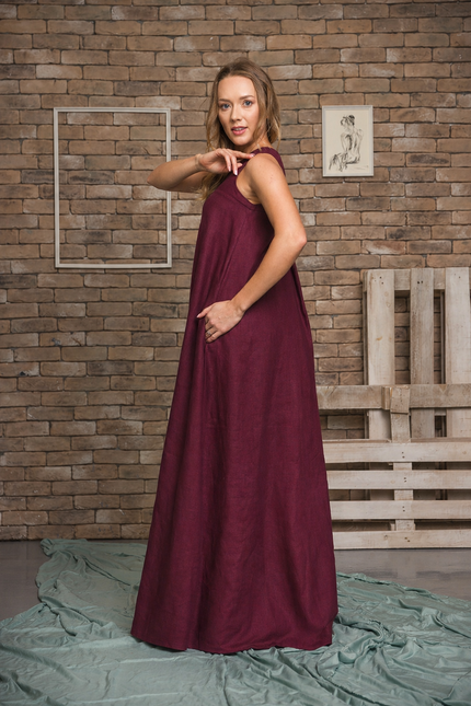 Maxi linen sleeveless dress