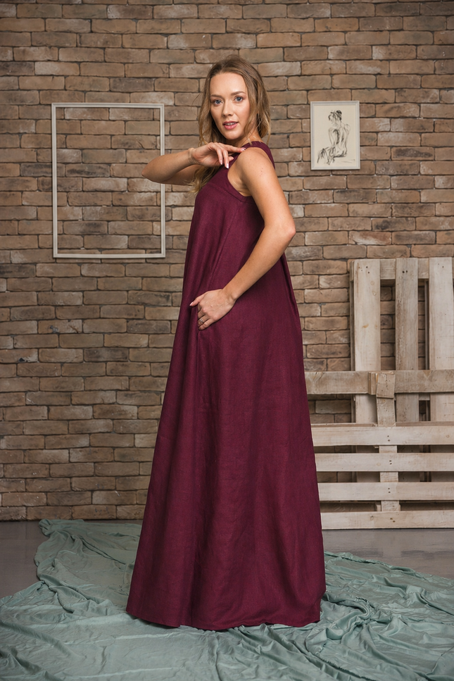 Maxi linen sleeveless dress