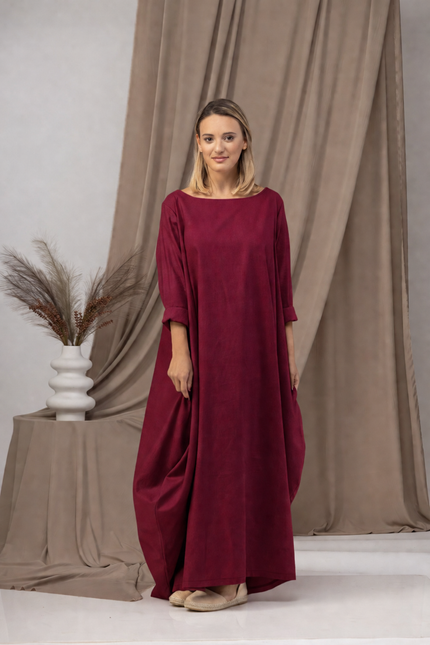 Front view of maxi linen dress