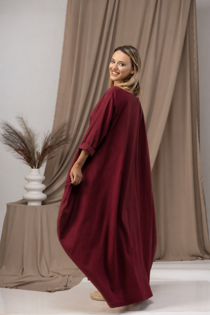 Maxi linen flared dress