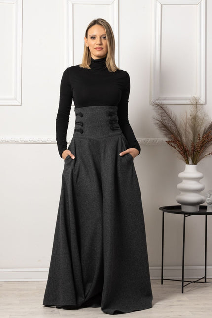 Nikka Place | Dark Gray Winter Wool Maxi Skirt