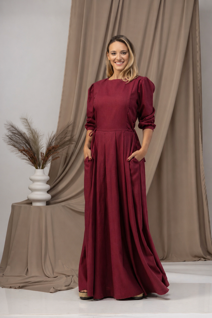 Linen dress with pockets