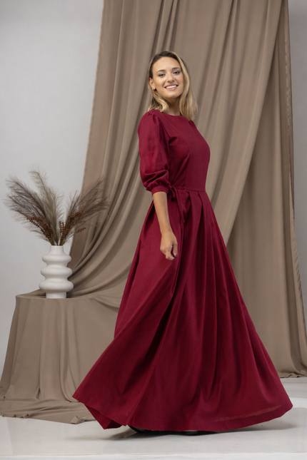 A-line linen dress