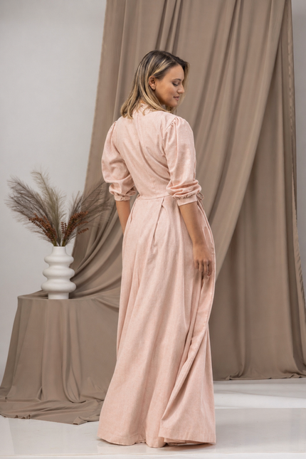 Back view of maxi linen dress