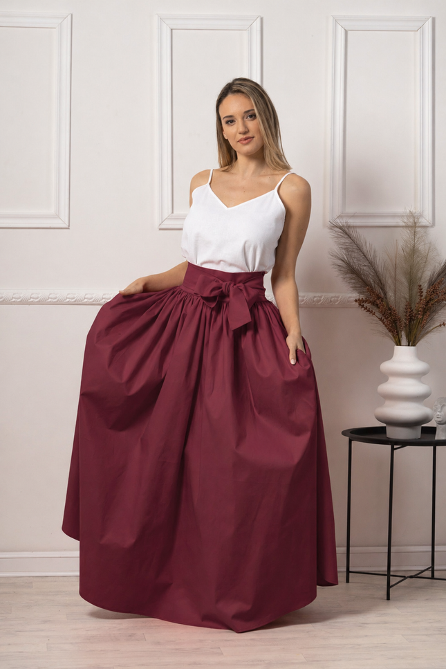 Burgundy cotton skirt