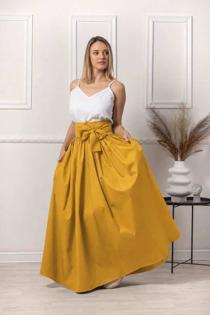 High-waist cotton skirt