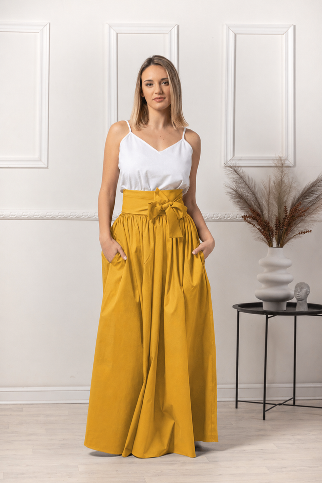 High-waist cotton skirt