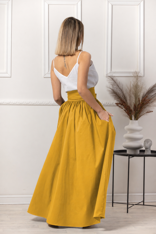 Back view maxi cotton skirt
