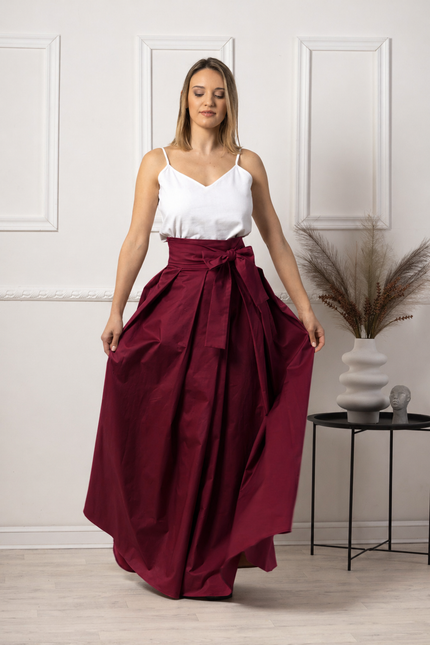 Maxi cotton skirt with bow