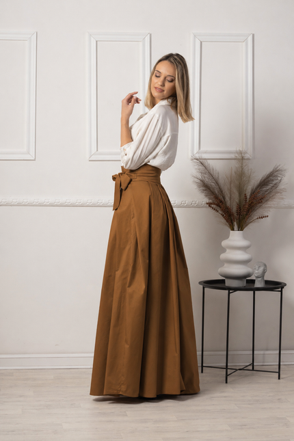 Brown maxi cotton skirt