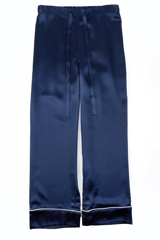 Soft Strokes Silk | Navy Unisex Long Sleeve Pyjamas Set