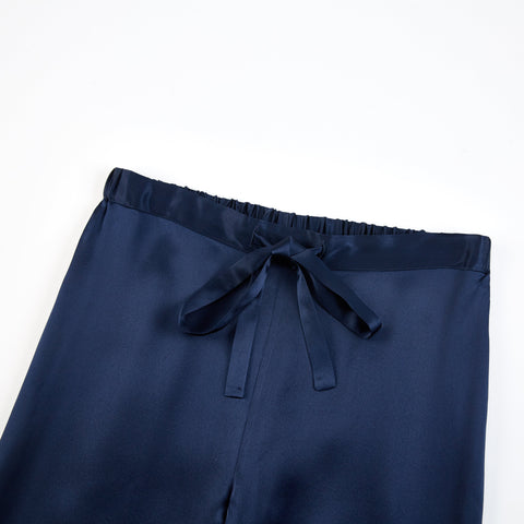 Soft Strokes Silk | Navy Unisex Long Sleeve Pyjamas Set