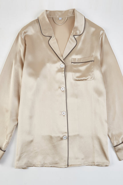 Soft Strokes Silk | Beige Unisex Long Sleeve Pyjamas