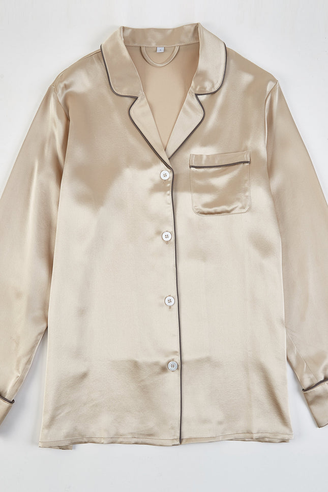 Soft Strokes Silk | Beige Unisex Long Sleeve Pyjamas