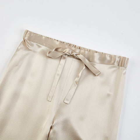 Soft Strokes Silk | Beige Unisex Long Sleeve Pyjamas