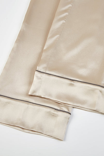 Soft Strokes Silk | Beige Unisex Long Sleeve Pyjamas