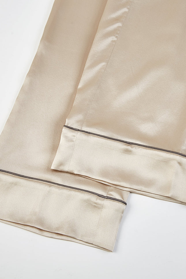 Soft Strokes Silk | Beige Unisex Long Sleeve Pyjamas