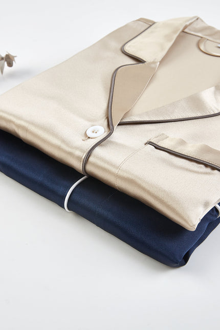 Soft Strokes Silk | Beige Unisex Long Sleeve Pyjamas