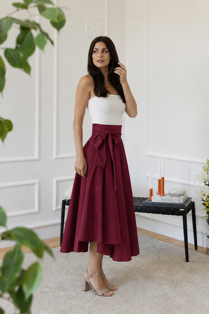High waist cotton skirt