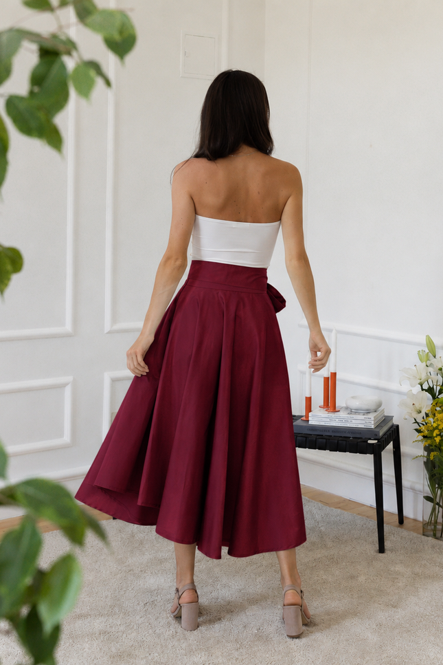 High waist midi cotton skirt
