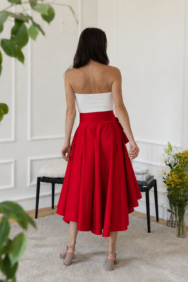 Back view of midi cotton skirt