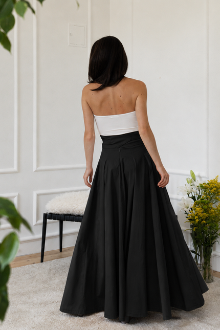Maxi cotton black skirt