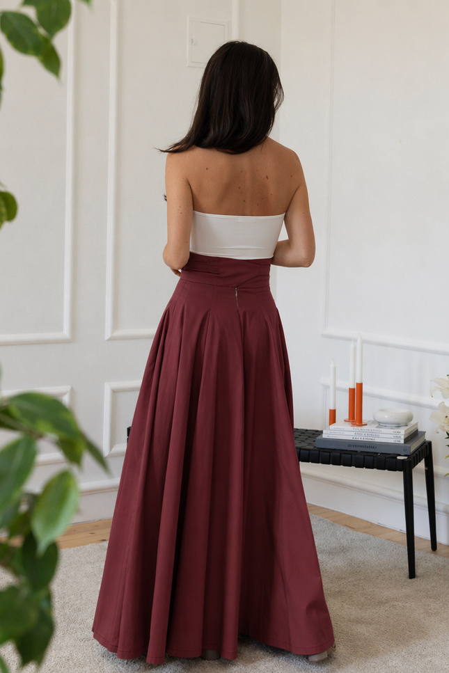 Back view of maxi cotton skirt