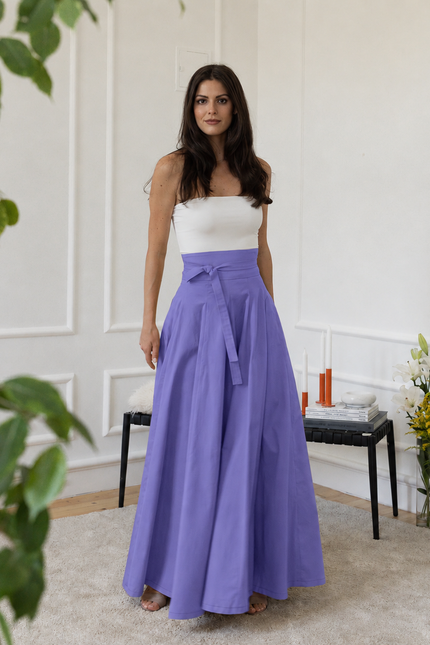 High-waisted maxi cotton skirt