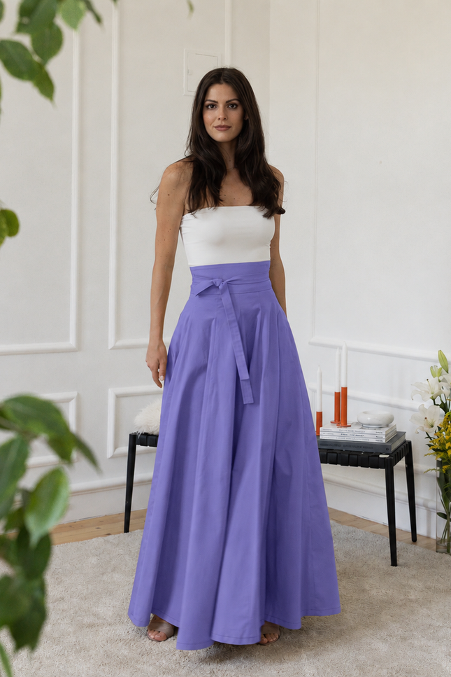 High-waisted maxi cotton skirt