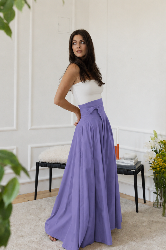 Side view of maxi cotton skirt