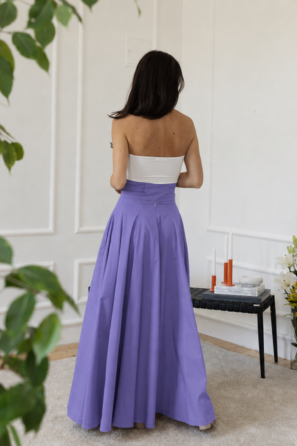 Back view of maxi purple skirt
