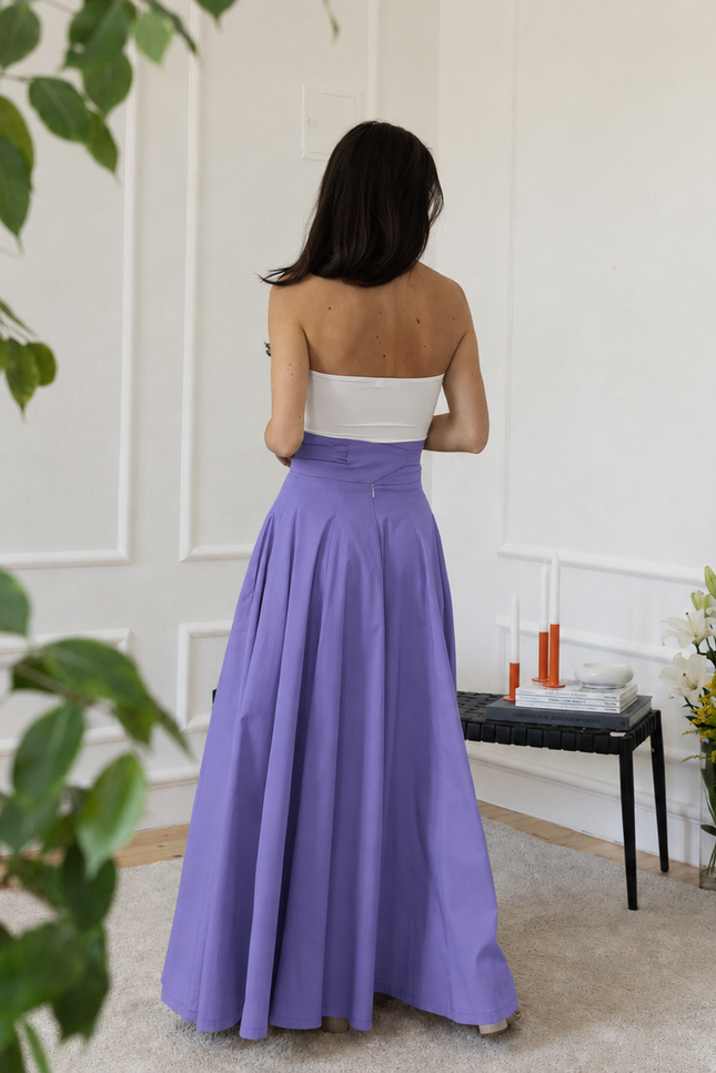 Back view of maxi purple skirt