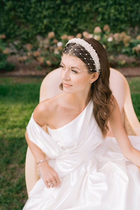 Eva Oherjus I Blanca Pearl Crown with Pearl or Crystal Veil