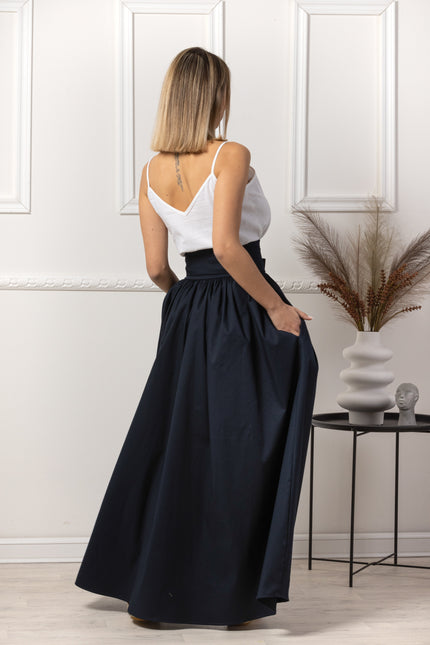 Nikka Place | Red Loose High Waist Skirt with Pockets