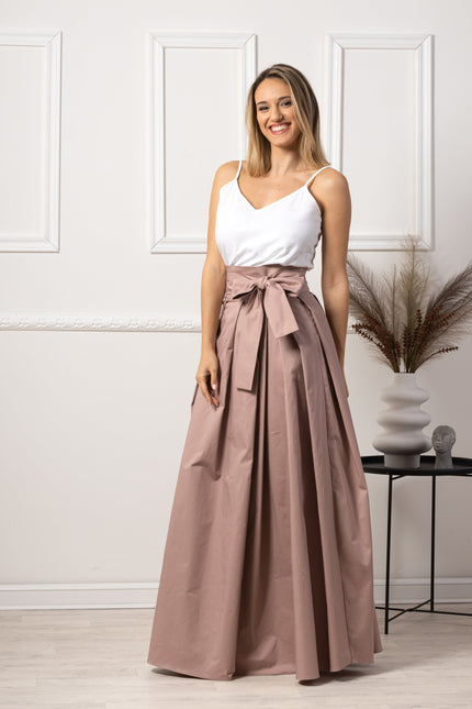 Nikka Place | Dark Blue High Waist Pleated Maxi Skirt