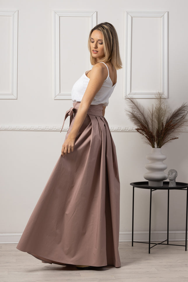 Nikka Place | Dusty Rose High Waist Pleated Maxi Skirt