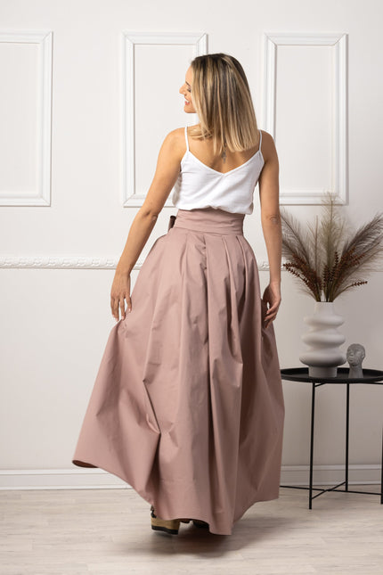 Nikka Place | Dusty Rose High Waist Pleated Maxi Skirt