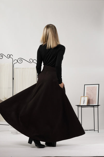 High Waisted Wool Maxi Skirt from NikkaPlace | Effortless fashion for easy living