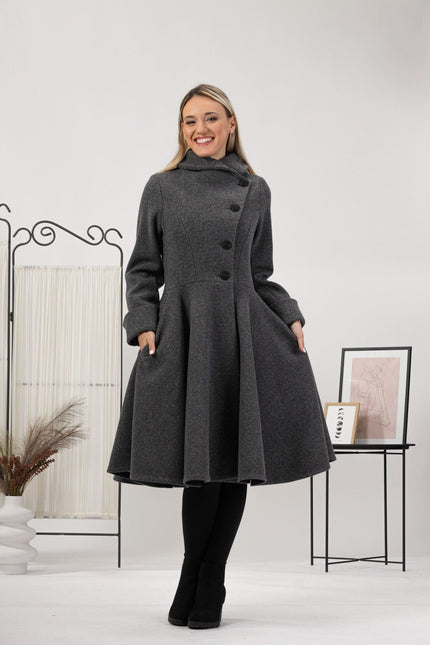 Nikka Place | A-line Buttoned Winter Coat