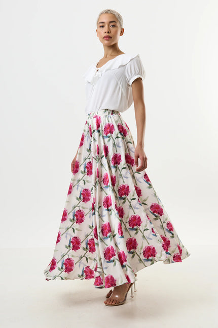 Agatha Loveflower Print Circle Midi Skirt - Front