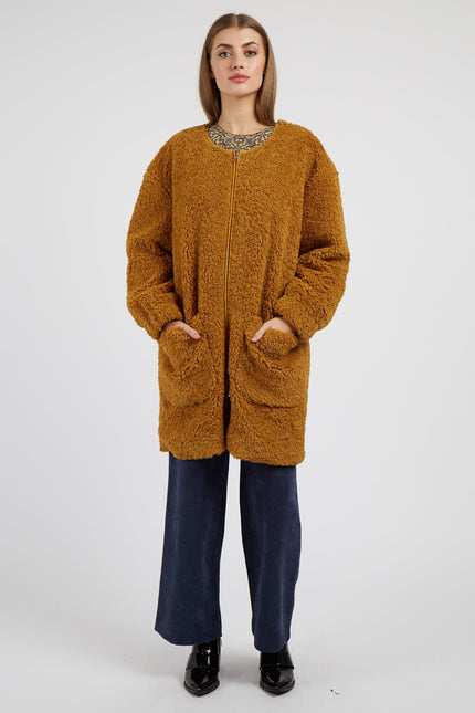 Louche Aldora Coat - Mustard - Detail 2
