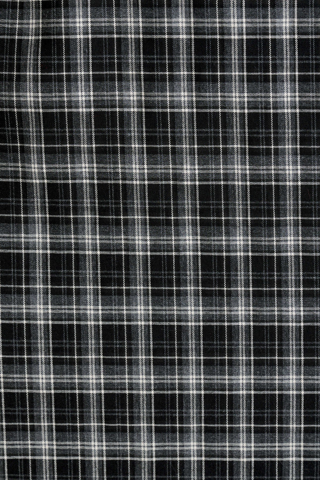 Alva Shadow Check Long Sleeve Midi Dress - Black & White