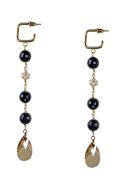 Maria Moyseos | ANNA black gemstone and crystal earrings