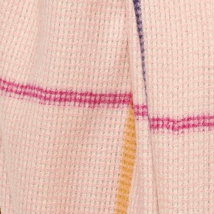 Louche Aoife Fluffy Warm Handle Woven Check Scarf With Tassels - Pink - Fabric & Print Detail