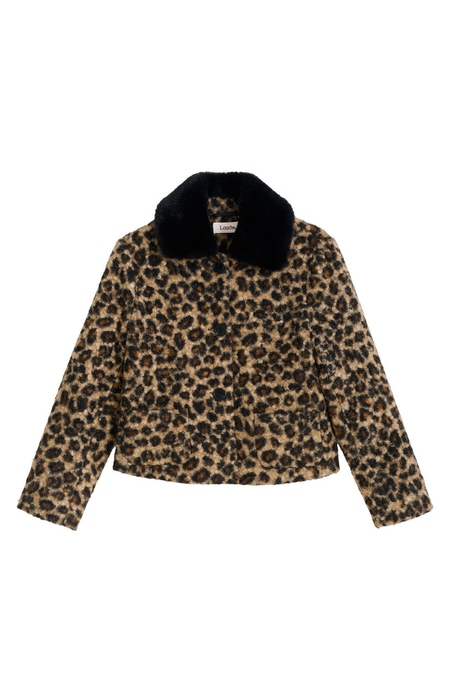 Apple Animal Teddy Faux Fur Collar Jacket - Black - Detail 3